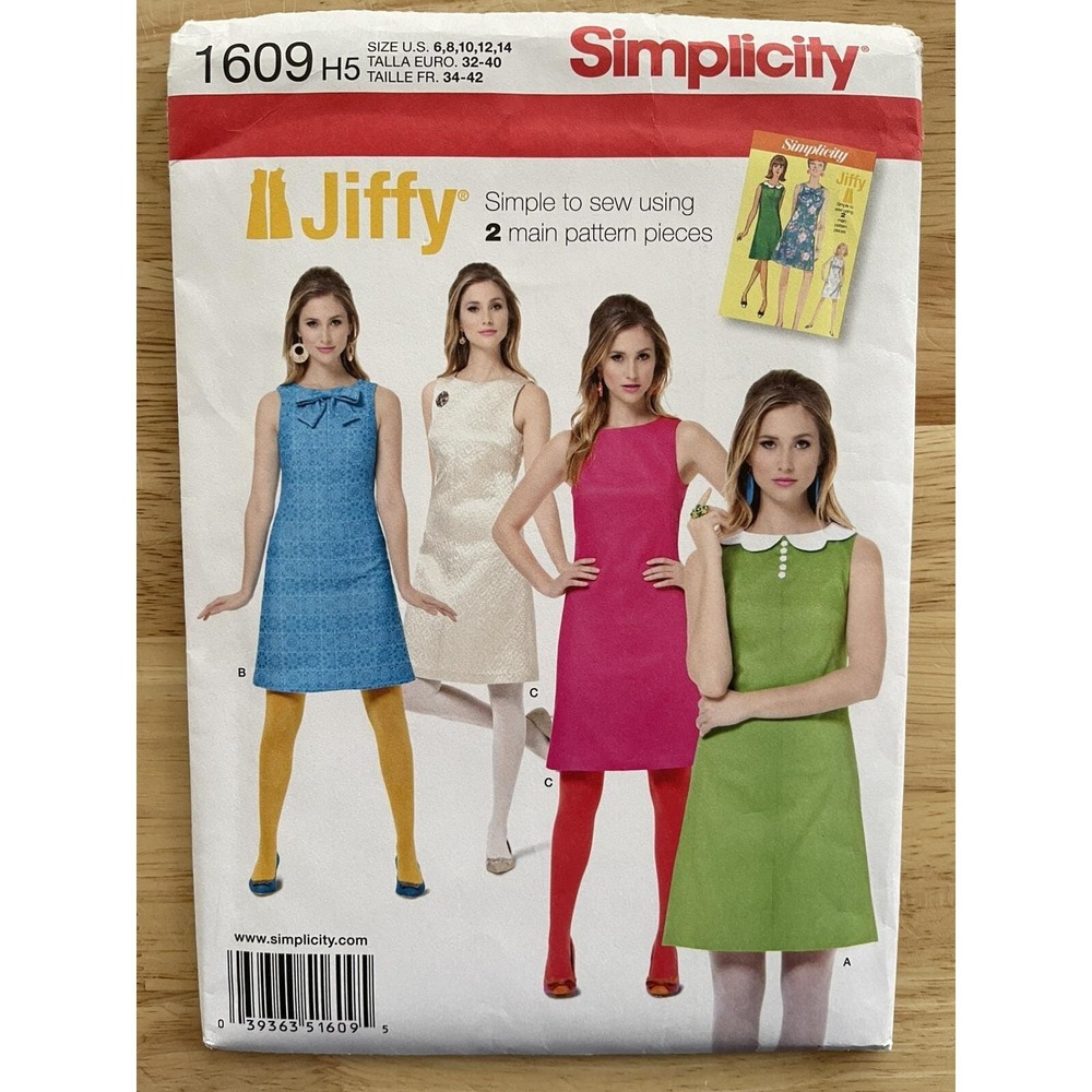 Simplicity Pattern 1609 Misses' Dress Retro Style Simple To Sew Size 6-14